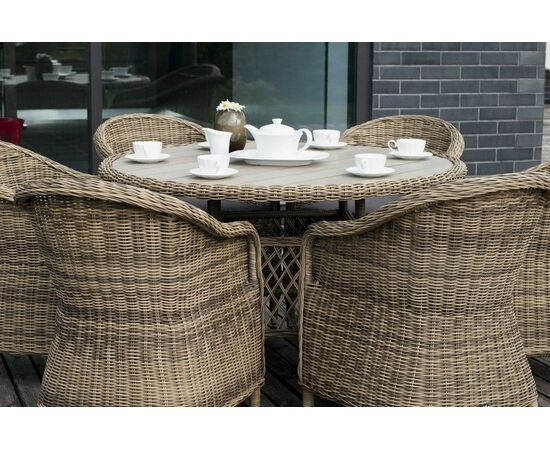 "Равенна" плетеное кресло из искусственного ротанга, цвет соломенный с серой подушкой, изображение 9 | Интернет магазин мебели и декора LifeDekor