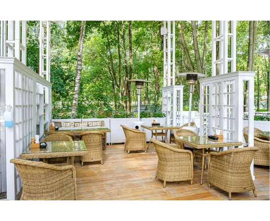 "Равенна" плетеное кресло из искусственного ротанга, цвет соломенный с серой подушкой, изображение 12 | Интернет магазин мебели и декора LifeDekor