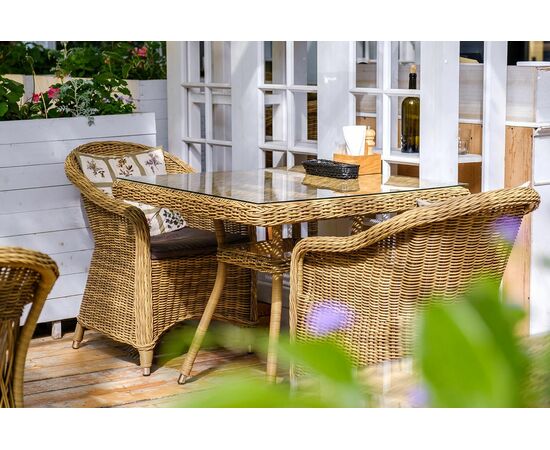 "Равенна" плетеное кресло из искусственного ротанга, цвет соломенный с серой подушкой, изображение 16 | Интернет магазин мебели и декора LifeDekor