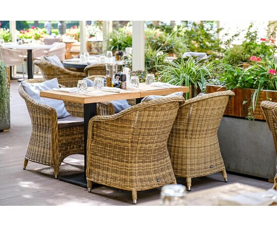 "Равенна" плетеное кресло из искусственного ротанга, цвет соломенный с серой подушкой, изображение 17 | Интернет магазин мебели и декора LifeDekor