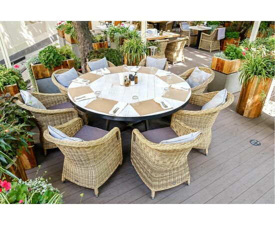 "Равенна" плетеное кресло из искусственного ротанга, цвет соломенный с серой подушкой, изображение 18 | Интернет магазин мебели и декора LifeDekor