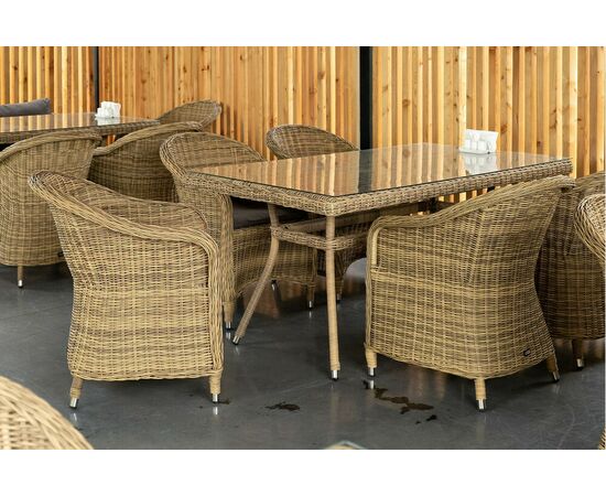 "Равенна" плетеное кресло из искусственного ротанга, цвет соломенный с серой подушкой, изображение 30 | Интернет магазин мебели и декора LifeDekor