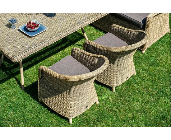 "Равенна" плетеное кресло из искусственного ротанга, цвет соломенный с серой подушкой, изображение 36 | Интернет магазин мебели и декора LifeDekor