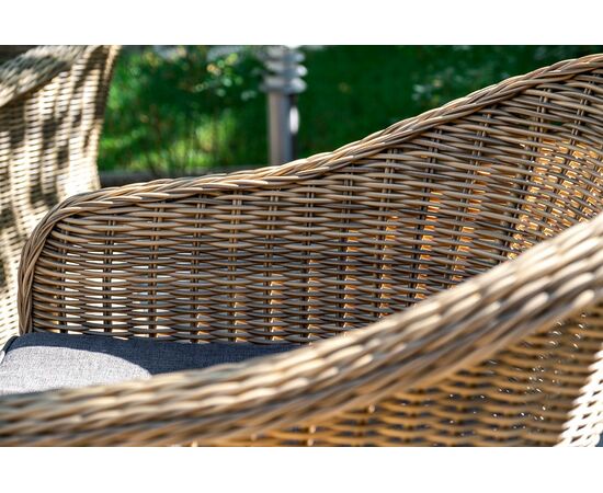"Равенна" плетеное кресло из искусственного ротанга, цвет соломенный с серой подушкой, изображение 48 | Интернет магазин мебели и декора LifeDekor