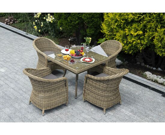 "Фредо" обеденная группа из искусственного ротанга, цвет соломенный, изображение 2 | Интернет магазин мебели и декора LifeDekor