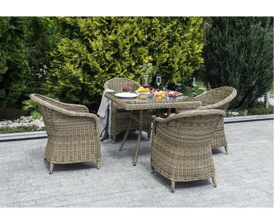 "Фредо" обеденная группа из искусственного ротанга, цвет соломенный, изображение 3 | Интернет магазин мебели и декора LifeDekor