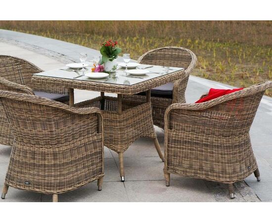 "Фредо" обеденная группа из искусственного ротанга, цвет соломенный, изображение 4 | Интернет магазин мебели и декора LifeDekor