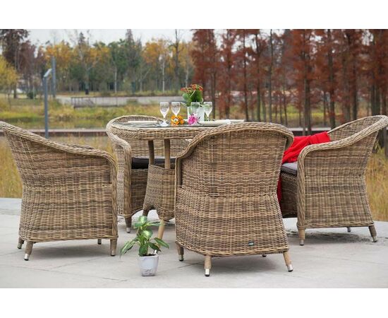 "Фредо" обеденная группа из искусственного ротанга, цвет соломенный, изображение 5 | Интернет магазин мебели и декора LifeDekor