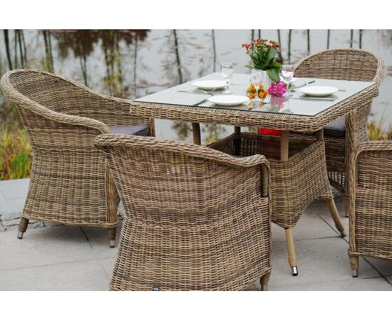 "Фредо" обеденная группа из искусственного ротанга, цвет соломенный, изображение 6 | Интернет магазин мебели и декора LifeDekor