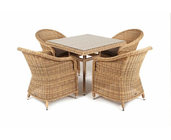 "Фредо" обеденная группа из искусственного ротанга, цвет соломенный, изображение 7 | Интернет магазин мебели и декора LifeDekor