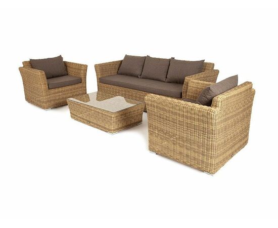 "Капучино" лаунж-зона из искусственного ротанга, цвет соломенный, изображение 3 | Интернет магазин мебели и декора LifeDekor