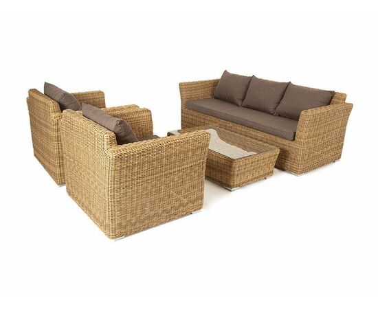 "Капучино" лаунж-зона из искусственного ротанга, цвет соломенный, изображение 4 | Интернет магазин мебели и декора LifeDekor