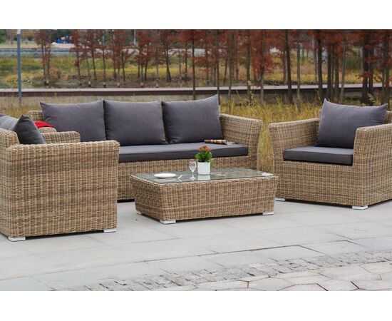 "Капучино" лаунж-зона из искусственного ротанга, цвет соломенный, изображение 6 | Интернет магазин мебели и декора LifeDekor