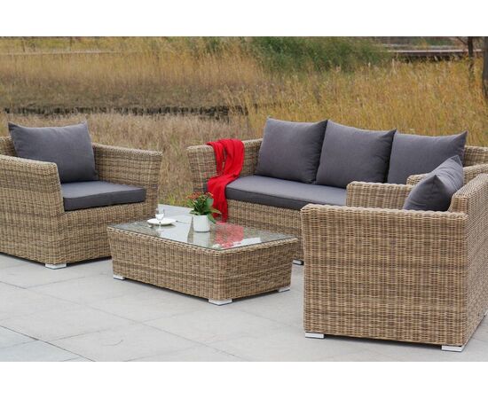 "Капучино" лаунж-зона из искусственного ротанга, цвет соломенный, изображение 7 | Интернет магазин мебели и декора LifeDekor