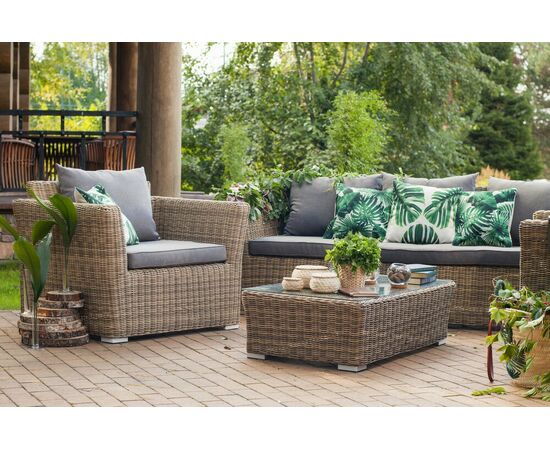 "Капучино" лаунж-зона из искусственного ротанга, цвет соломенный, изображение 9 | Интернет магазин мебели и декора LifeDekor