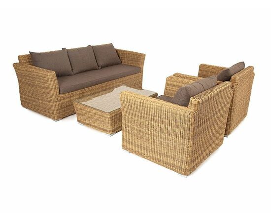 "Капучино" лаунж-зона из искусственного ротанга, цвет соломенный, изображение 10 | Интернет магазин мебели и декора LifeDekor