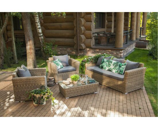 "Капучино" лаунж-зона из искусственного ротанга, цвет соломенный, изображение 11 | Интернет магазин мебели и декора LifeDekor