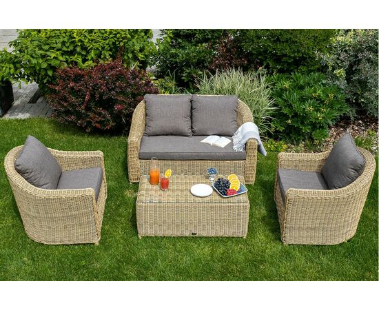 "Кон Панна" лаунж-зона из искусственного ротанга, цвет соломенный | Интернет магазин мебели и декора LifeDekor