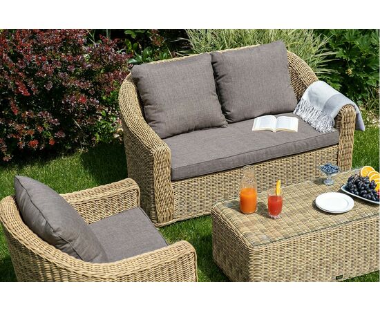 "Кон Панна" лаунж-зона из искусственного ротанга, цвет соломенный, изображение 4 | Интернет магазин мебели и декора LifeDekor