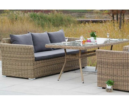 "Моккачино" обеденная группа из искусственного ротанга, цвет соломенный, изображение 2 | Интернет магазин мебели и декора LifeDekor