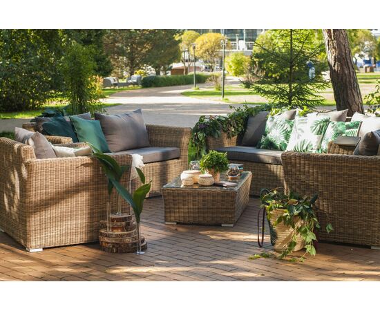 "Капучино Дабл" лаунж-зона из искусственного ротанга, цвет соломенный | Интернет магазин мебели и декора LifeDekor