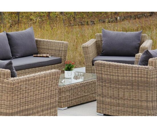 "Капучино Дабл" лаунж-зона из искусственного ротанга, цвет соломенный, изображение 3 | Интернет магазин мебели и декора LifeDekor