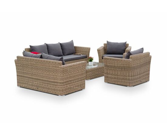 "Капучино Дабл" лаунж-зона из искусственного ротанга, цвет соломенный, изображение 7 | Интернет магазин мебели и декора LifeDekor