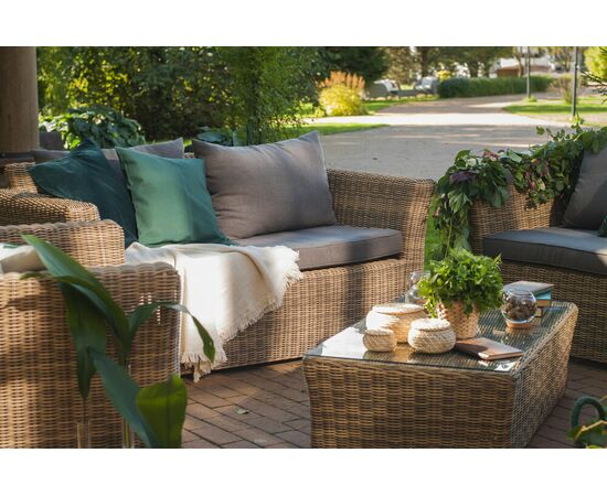 "Капучино Дабл" лаунж-зона из искусственного ротанга, цвет соломенный, изображение 12 | Интернет магазин мебели и декора LifeDekor