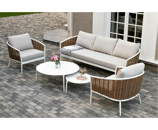 "Тоскана" лаунж-зона из искусственного ротанга, цвет соломенный, изображение 3 | Интернет магазин мебели и декора LifeDekor