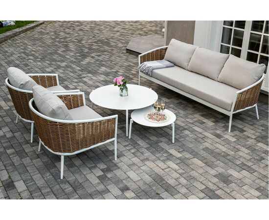 "Тоскана" лаунж-зона из искусственного ротанга, цвет соломенный, изображение 4 | Интернет магазин мебели и декора LifeDekor