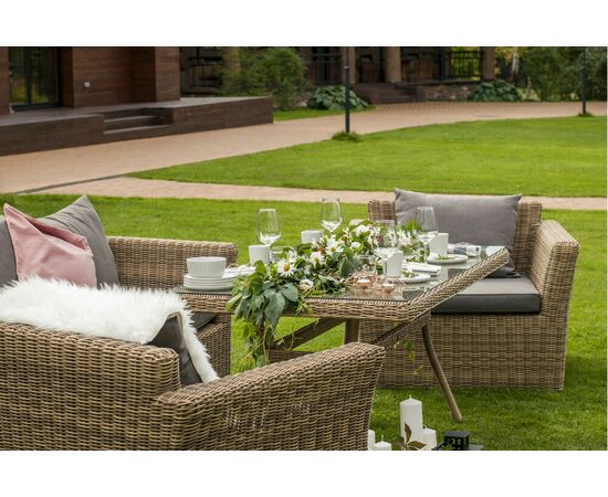 "Аффогато" обеденная группа из искусственного ротанга, цвет соломенный, изображение 2 | Интернет магазин мебели и декора LifeDekor