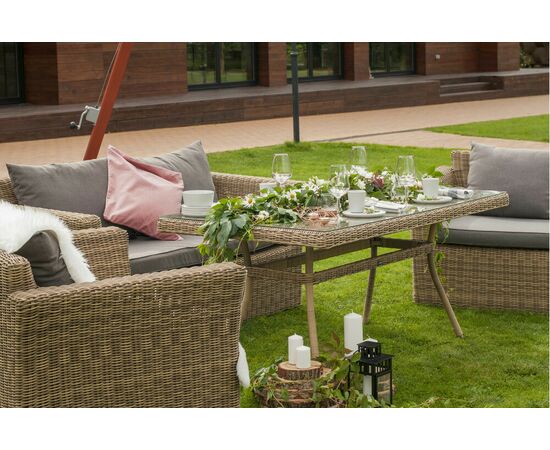 "Аффогато" обеденная группа из искусственного ротанга, цвет соломенный, изображение 3 | Интернет магазин мебели и декора LifeDekor
