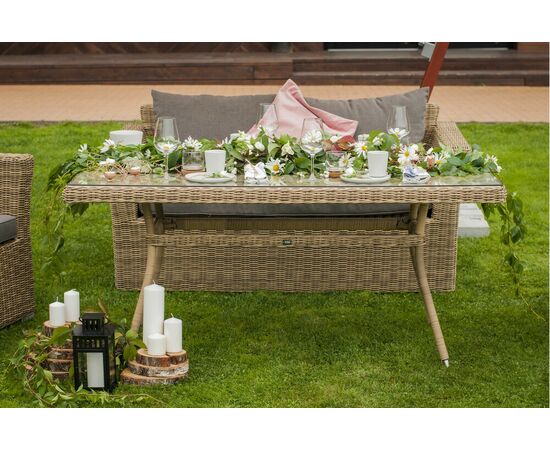 "Аффогато" обеденная группа из искусственного ротанга, цвет соломенный, изображение 7 | Интернет магазин мебели и декора LifeDekor