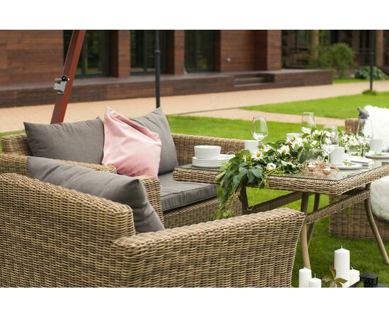 "Аффогато" обеденная группа из искусственного ротанга, цвет соломенный, изображение 8 | Интернет магазин мебели и декора LifeDekor