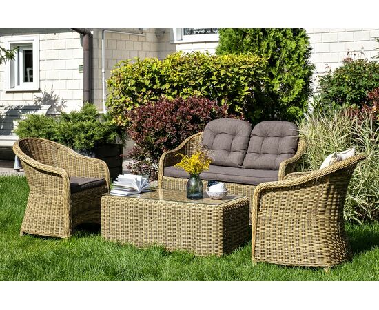 "Равенна" лаунж-зона из искусственного ротанга, цвет соломенный, изображение 2 | Интернет магазин мебели и декора LifeDekor