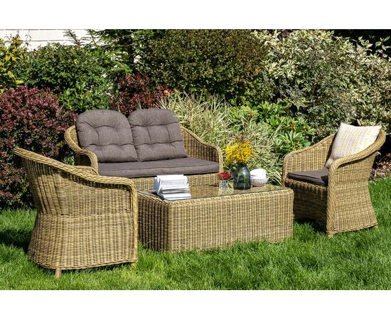 "Равенна" лаунж-зона из искусственного ротанга, цвет соломенный, изображение 3 | Интернет магазин мебели и декора LifeDekor