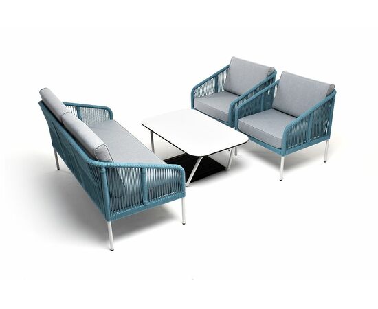 "Канны" лаунж-зона 4-местная из роупа со столом "Гранада" (серый гранит), основание дуб, роуп коричневый, ткань бежевая, изображение 6 | Интернет магазин мебели и декора LifeDekor