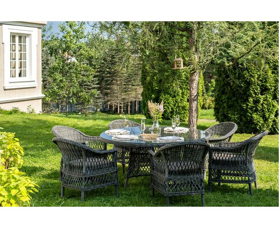 "Эспрессо–150 S" обеденная группа плетеная, цвет графит, изображение 2 | Интернет магазин мебели и декора LifeDekor