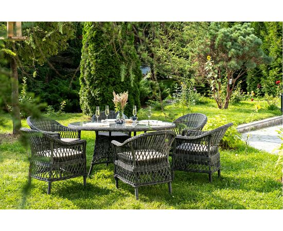 "Эспрессо–150 S" обеденная группа плетеная, цвет графит, изображение 3 | Интернет магазин мебели и декора LifeDekor