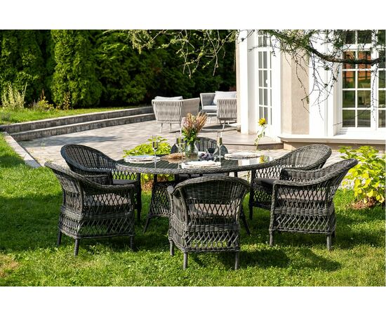 "Эспрессо–150 S" обеденная группа плетеная, цвет графит, изображение 4 | Интернет магазин мебели и декора LifeDekor