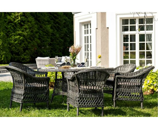 "Эспрессо–150 S" обеденная группа плетеная, цвет графит, изображение 5 | Интернет магазин мебели и декора LifeDekor