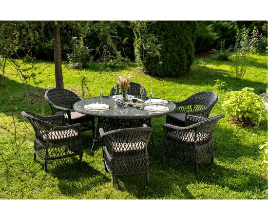 "Эспрессо–150 S" обеденная группа плетеная, цвет графит, изображение 6 | Интернет магазин мебели и декора LifeDekor