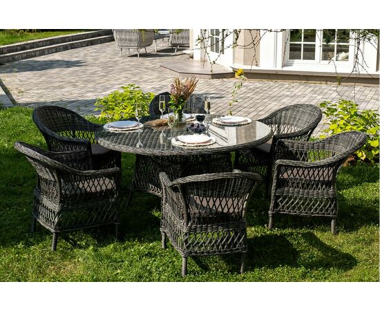 "Эспрессо–150 S" обеденная группа плетеная, цвет графит, изображение 7 | Интернет магазин мебели и декора LifeDekor