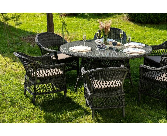 "Эспрессо–150 S" обеденная группа плетеная, цвет графит, изображение 9 | Интернет магазин мебели и декора LifeDekor