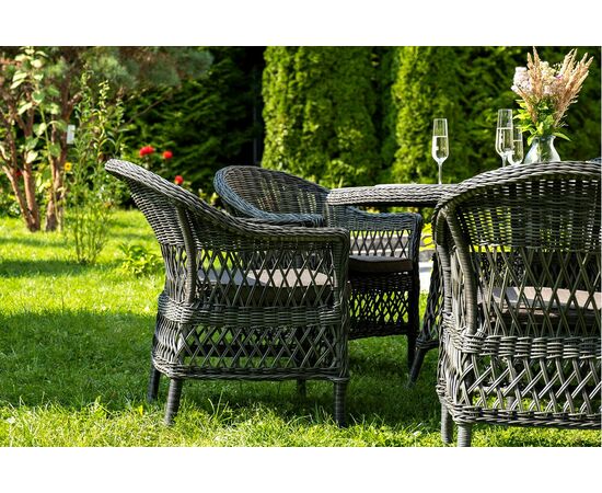 "Эспрессо–150 S" обеденная группа плетеная, цвет графит, изображение 11 | Интернет магазин мебели и декора LifeDekor