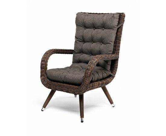 "Толедо" кресло плетеное с подушками, цвет коричневый | Интернет магазин мебели и декора LifeDekor