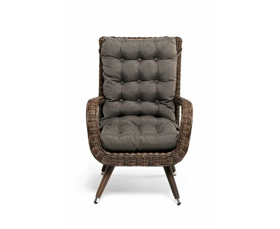 "Толедо" кресло плетеное с подушками, цвет коричневый, изображение 2 | Интернет магазин мебели и декора LifeDekor