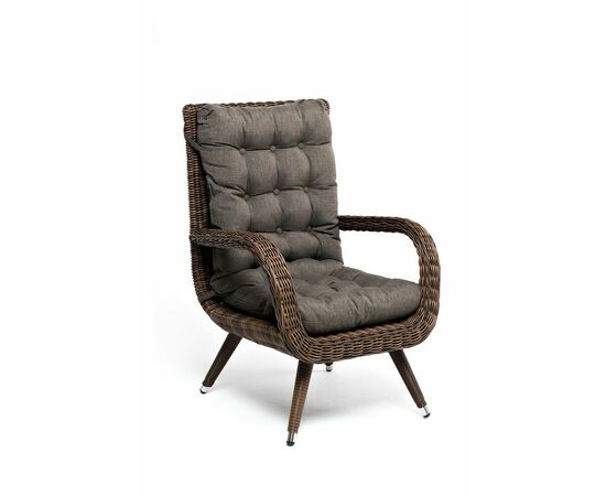 "Толедо" кресло плетеное с подушками, цвет коричневый, изображение 3 | Интернет магазин мебели и декора LifeDekor
