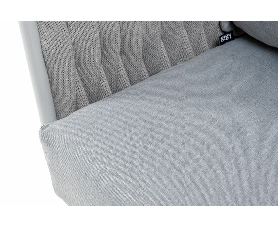 "Монако" диван 2-местный плетеный из роупа, каркас алюминий светло-серый (RAL7035) муар, роуп светло-серый 40 мм, ткань светло-серая, изображение 5 | Интернет магазин мебели и декора LifeDekor
