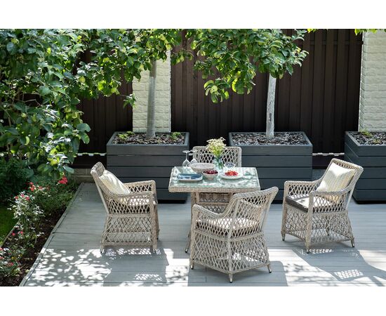 "Айриш" обеденная группа плетеная на 4 персоны, цвет бежевый, изображение 4 | Интернет магазин мебели и декора LifeDekor